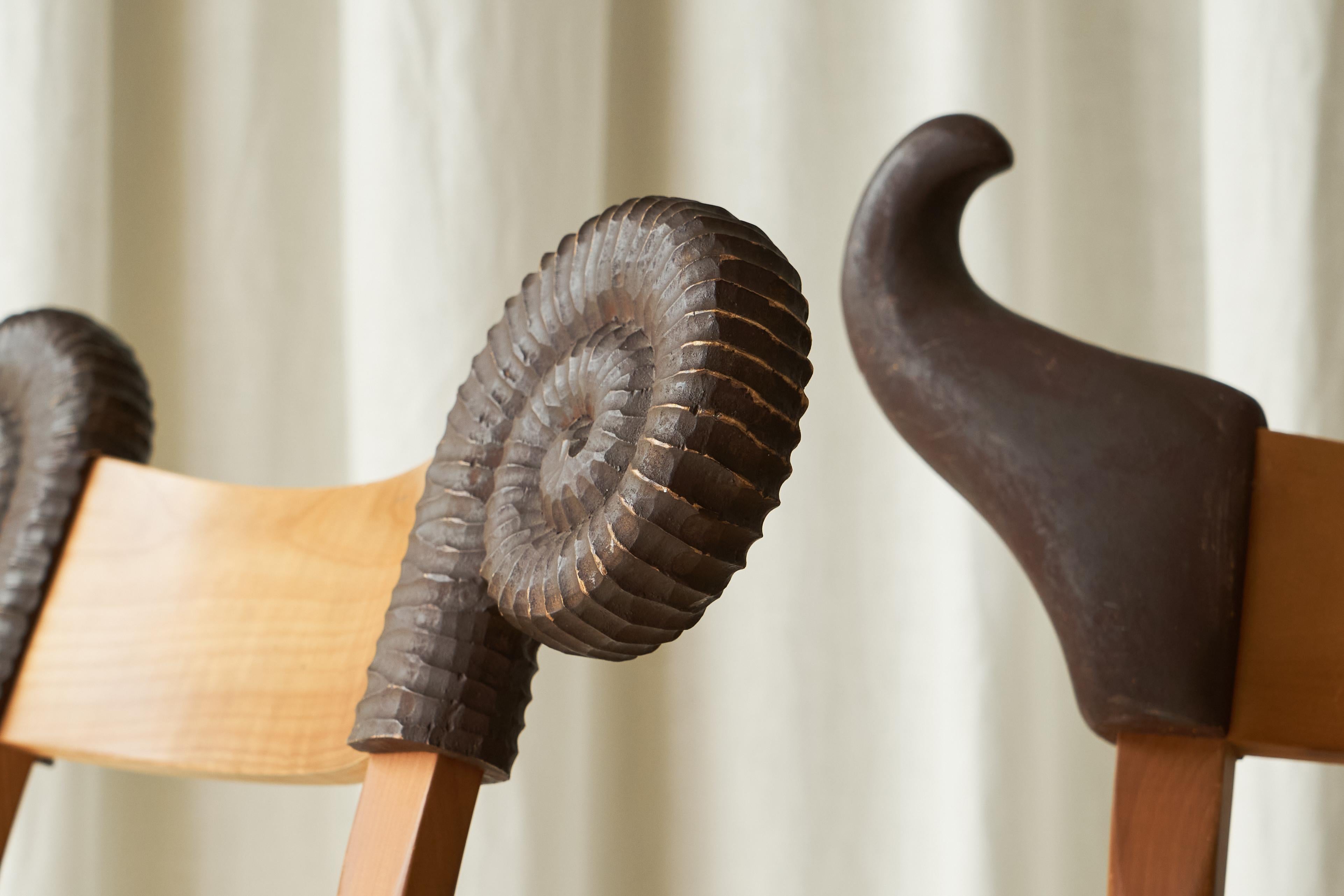 French Valérie Dementhon Avant-Garde Pair of Side Chairs Edition NORD-SUD France 1990s