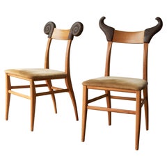 Valérie Dementhon Avant-Garde Pair of Side Chairs Edition NORD-SUD France 1990s