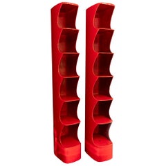 Vintage Valérie Doubroucinskis, Pair of Shelves in Red ABS, 1970s