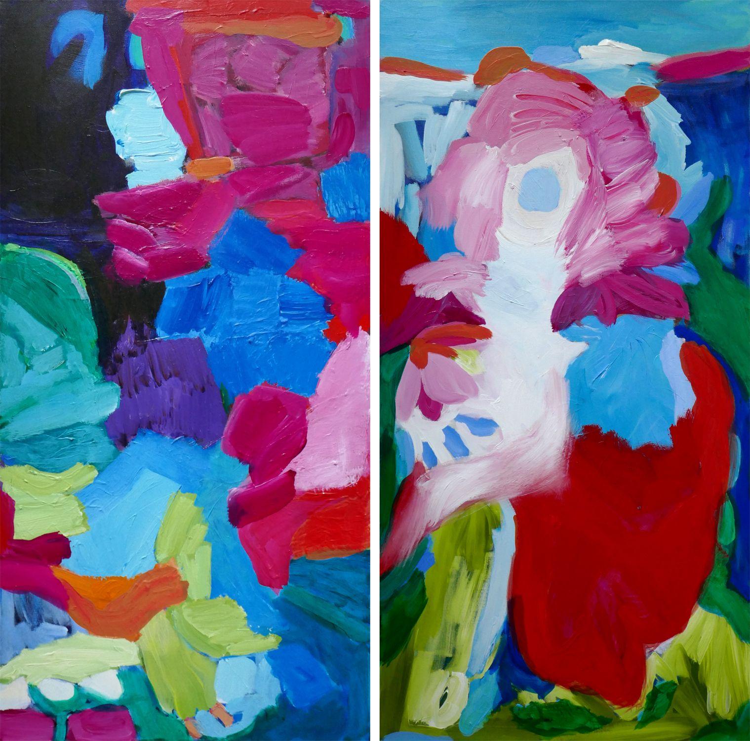 Valerie Erichsen Thomson Abstract Painting - Approaching Center Diptych, Painting, Acrylic on Canvas