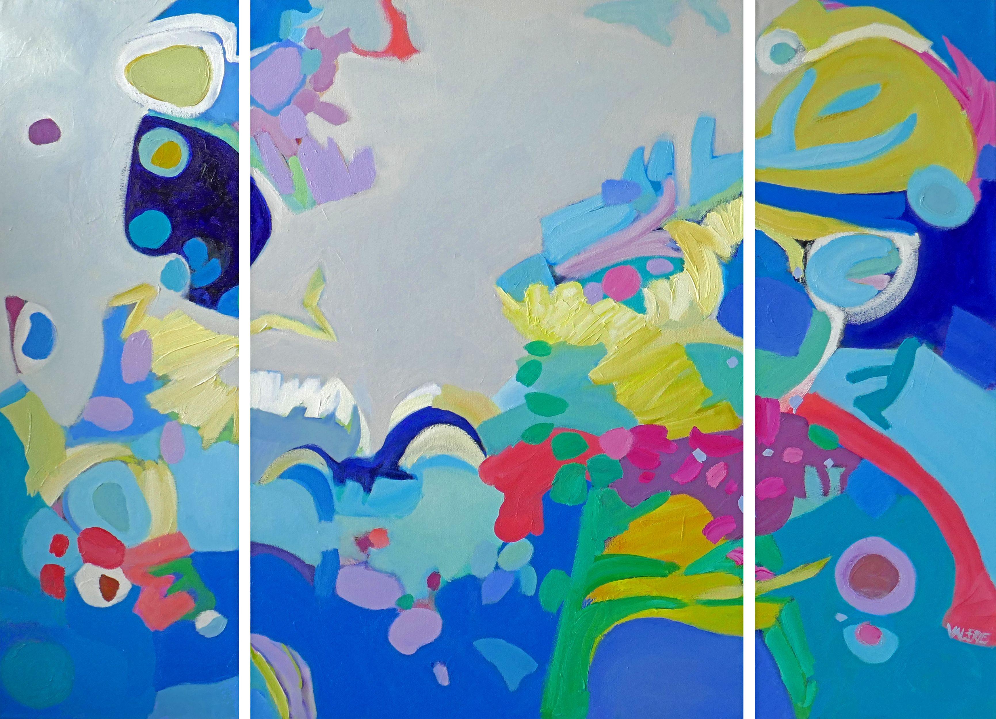 Valerie Erichsen Thomson Abstract Painting - Paradise II  Triptych, Painting, Oil on Canvas