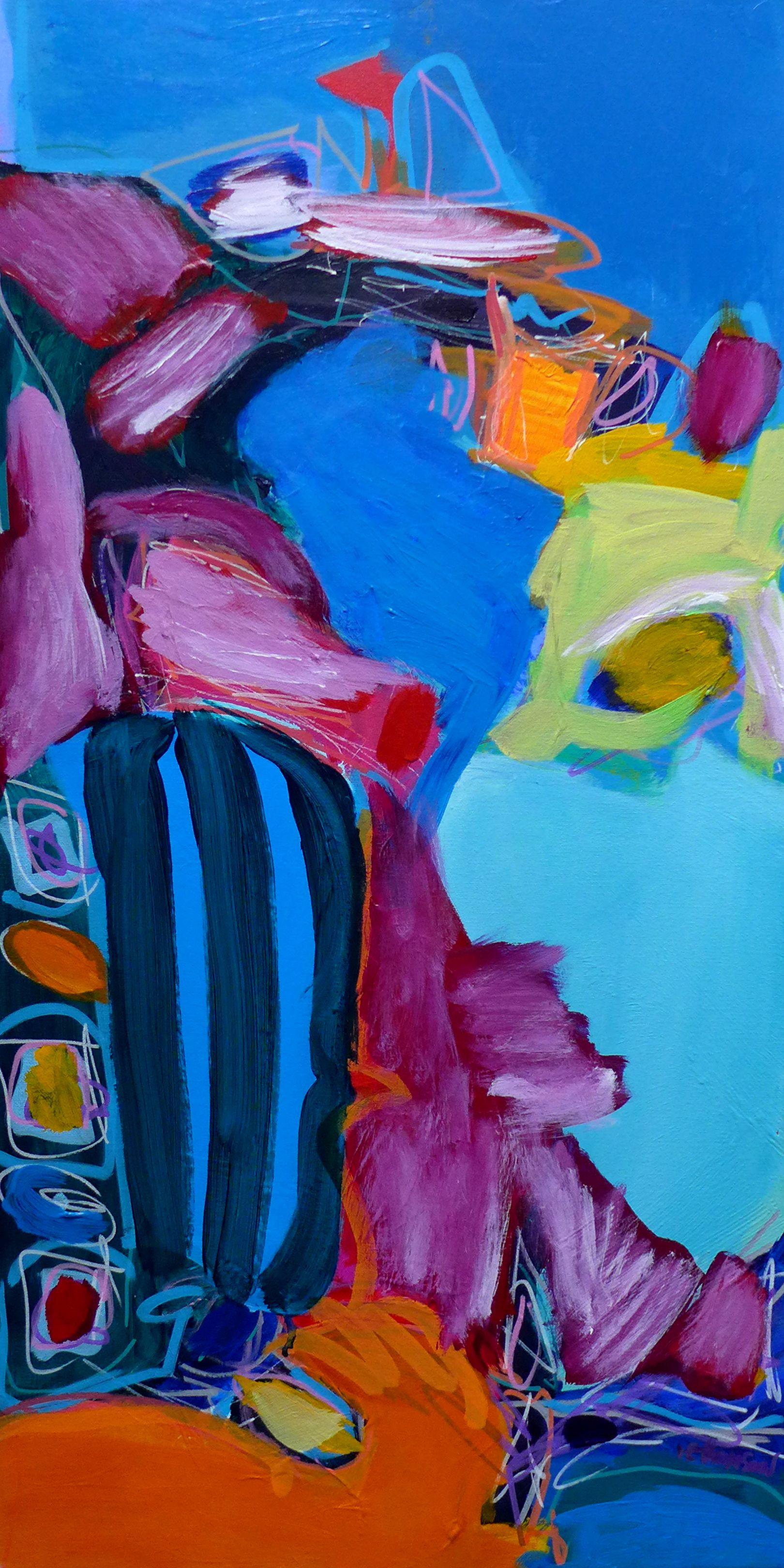 Valerie Erichsen Thomson Abstract Painting – Perched, Gemälde, Acryl auf Leinwand