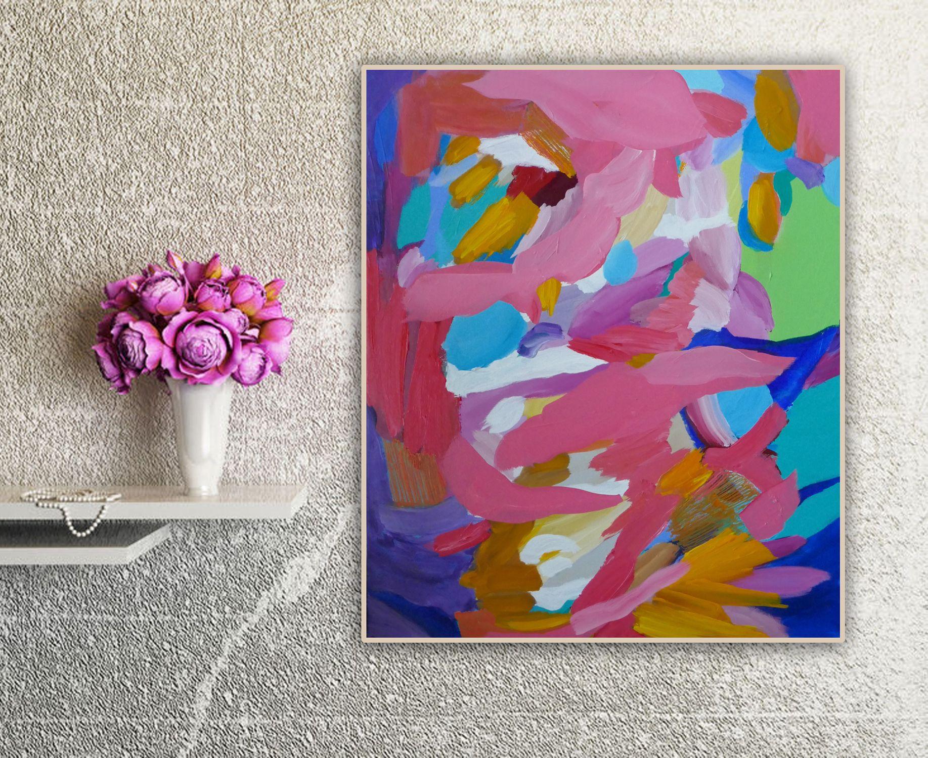 Some Kinda Wonderful, Painting, Acrylic on Canvas (Pink), Abstract Painting, von Valerie Erichsen Thomson