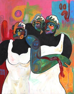 Un Trio  -  Peinture figurative abstraite colorée