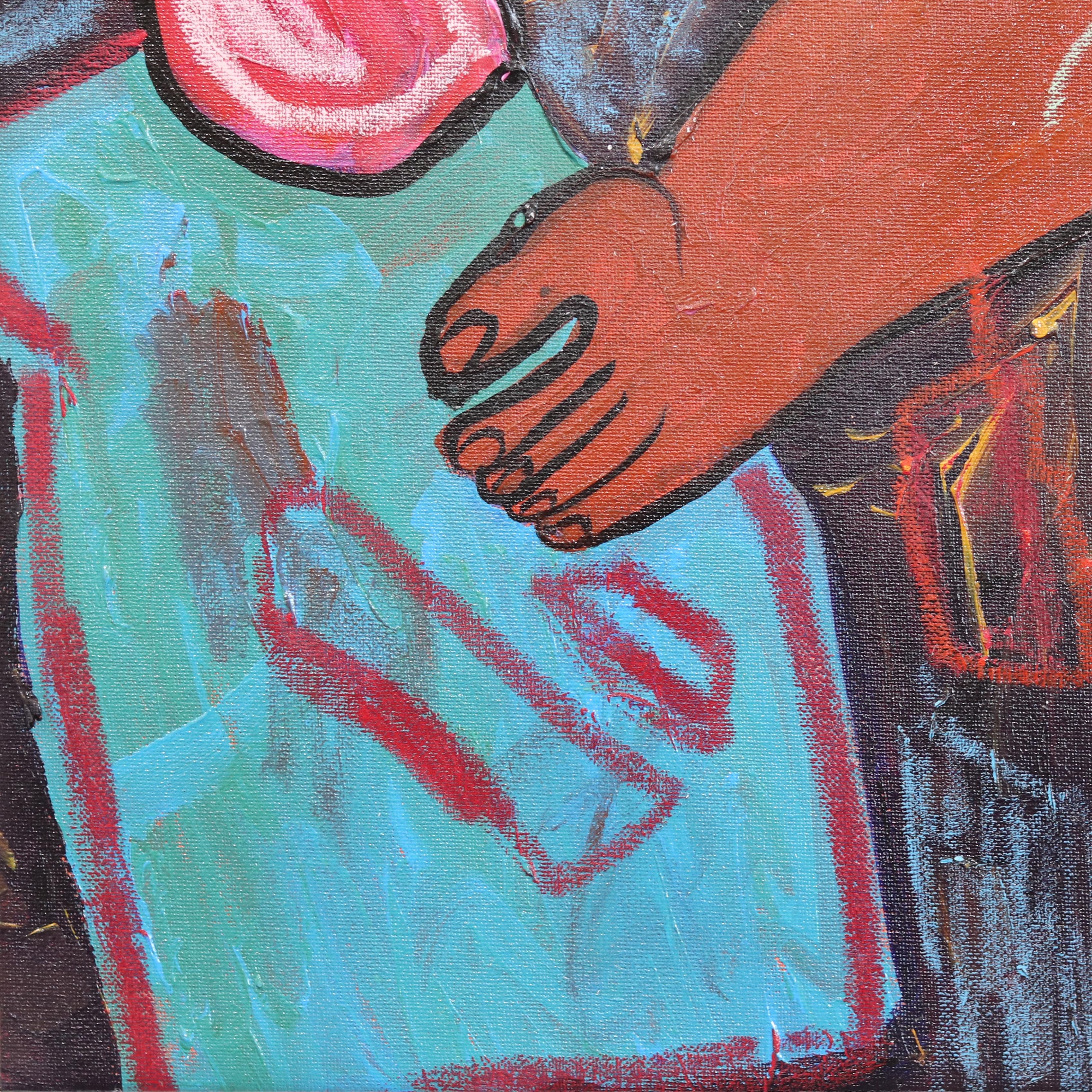 Bed Rotting I - Expressive Abstract Colorful Figurative Cubist Portrait Painting For Sale 4