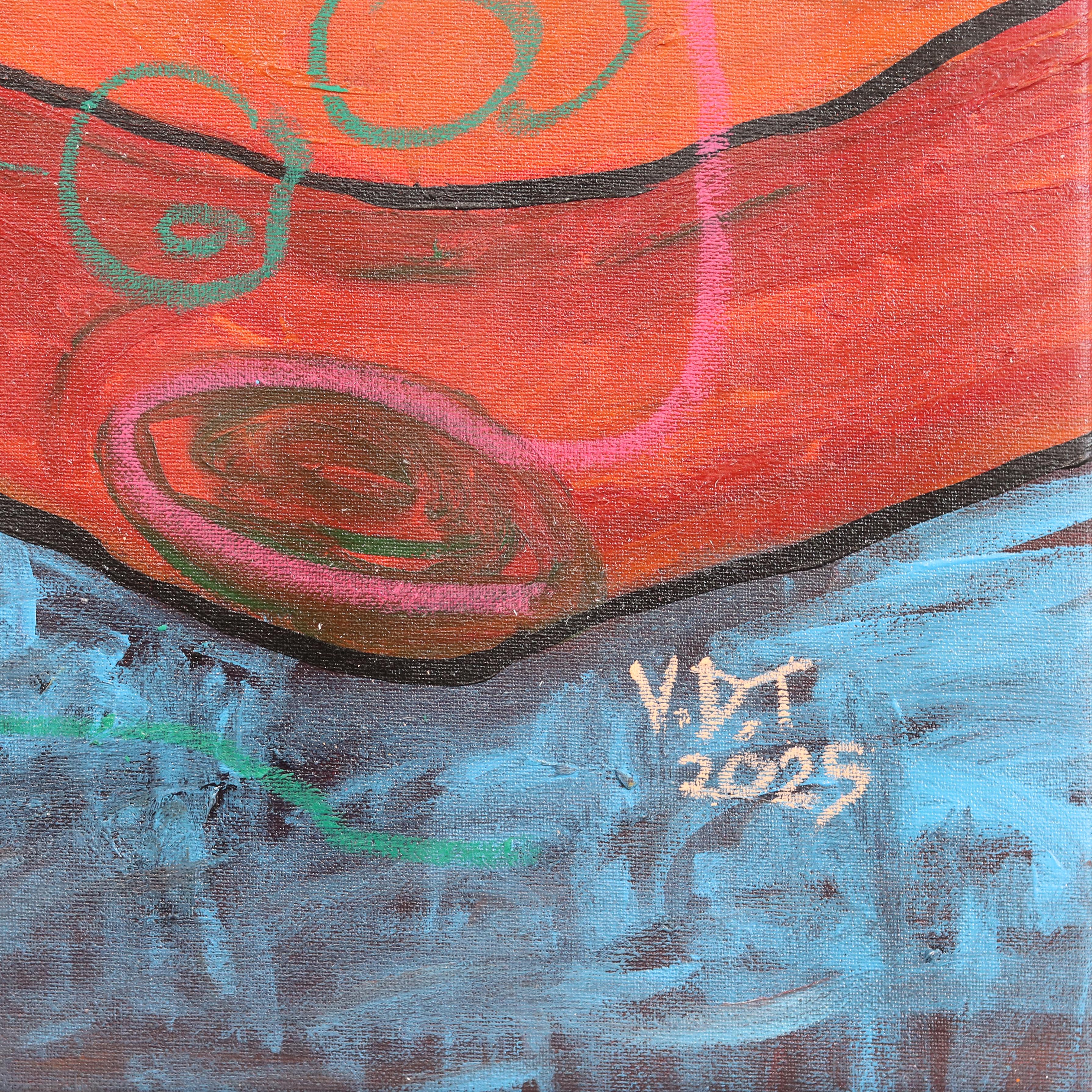 Bed Rotting I - Expressive Abstract Colorful Figurative Cubist Portrait Painting For Sale 5