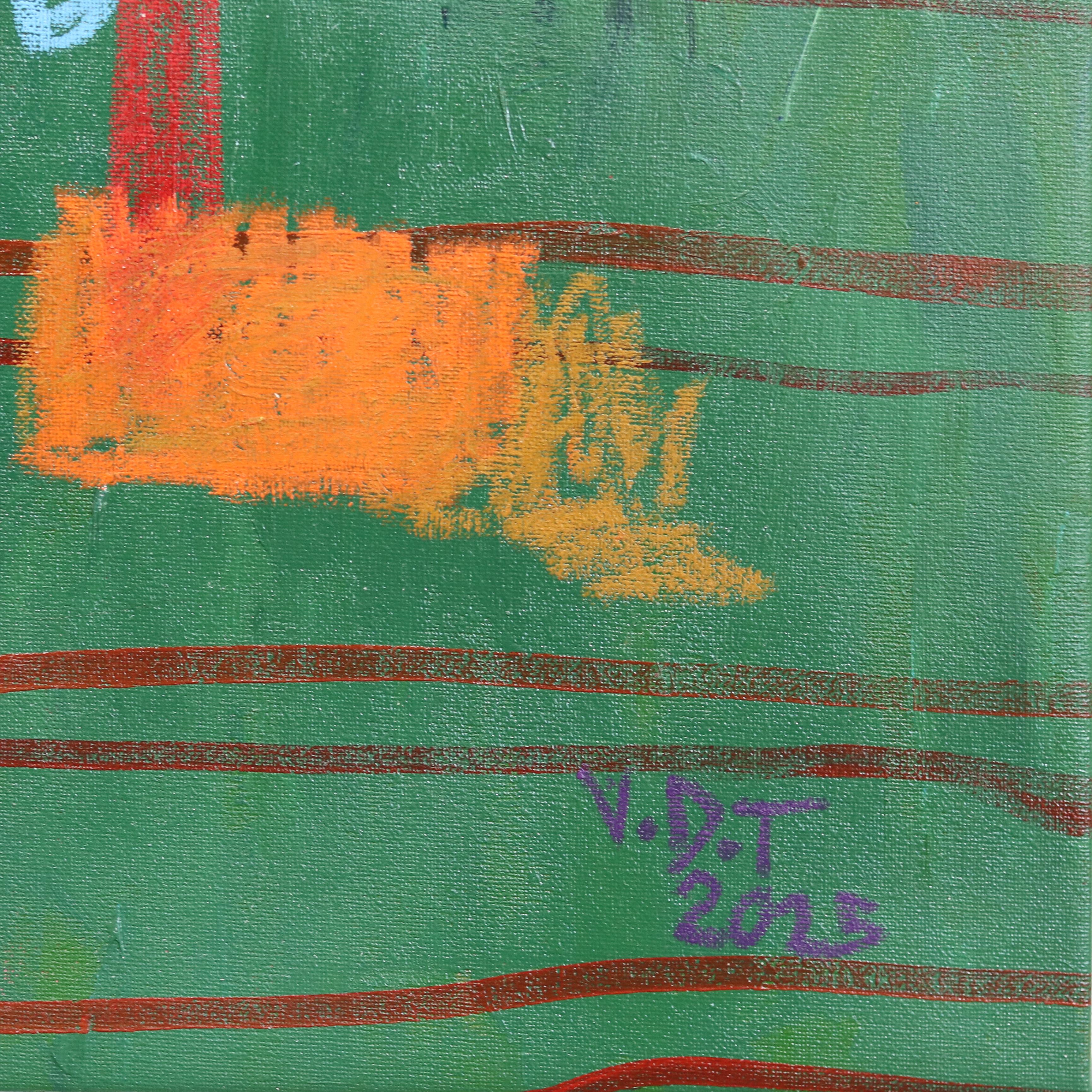 Letto in decomposizione II - Pittura astratta espressiva a tecnica mista colorata e figurativa in vendita 5
