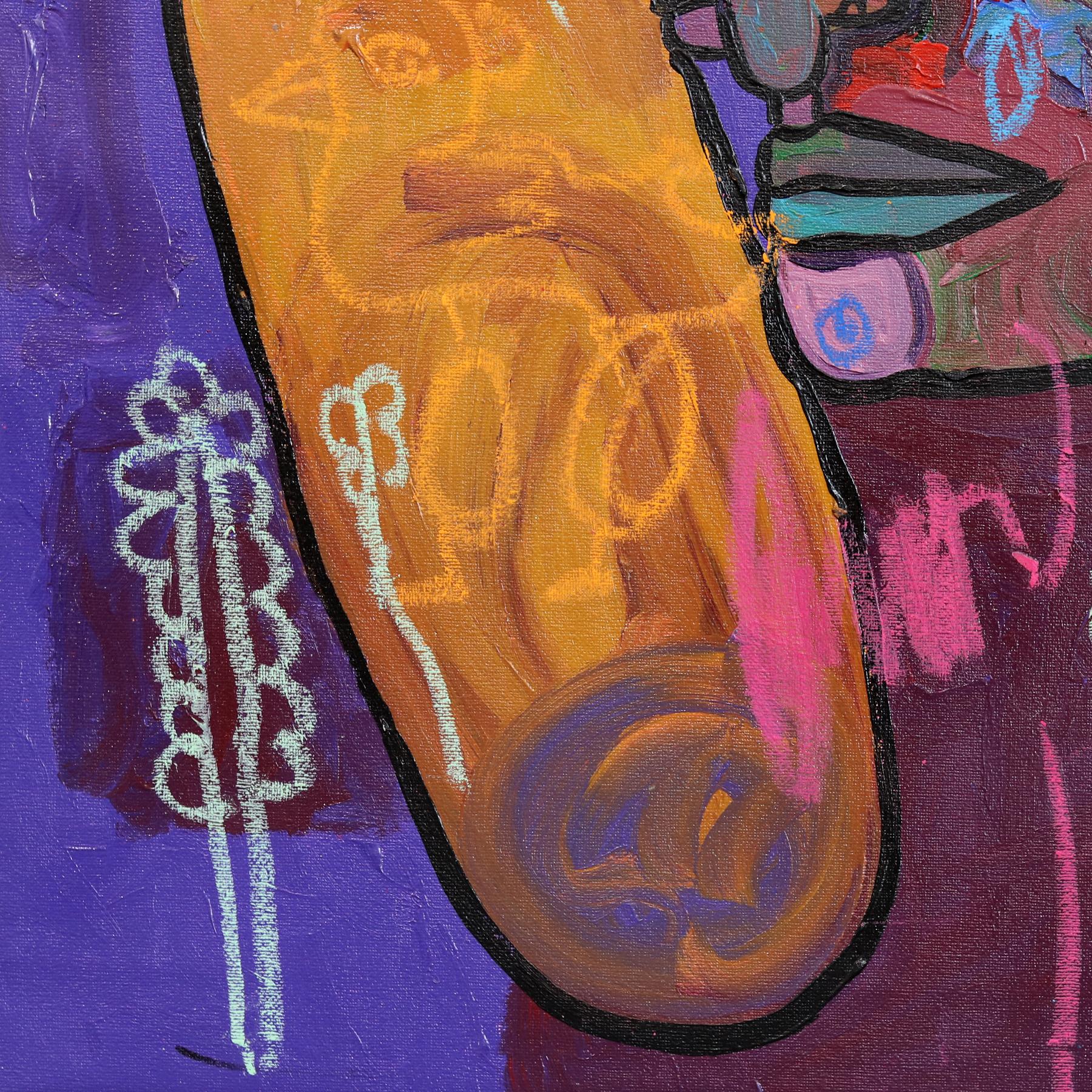 Jugador de Ajedrez I - Pintura Expresionista Figurativa Abstracta y Colorista en venta 2