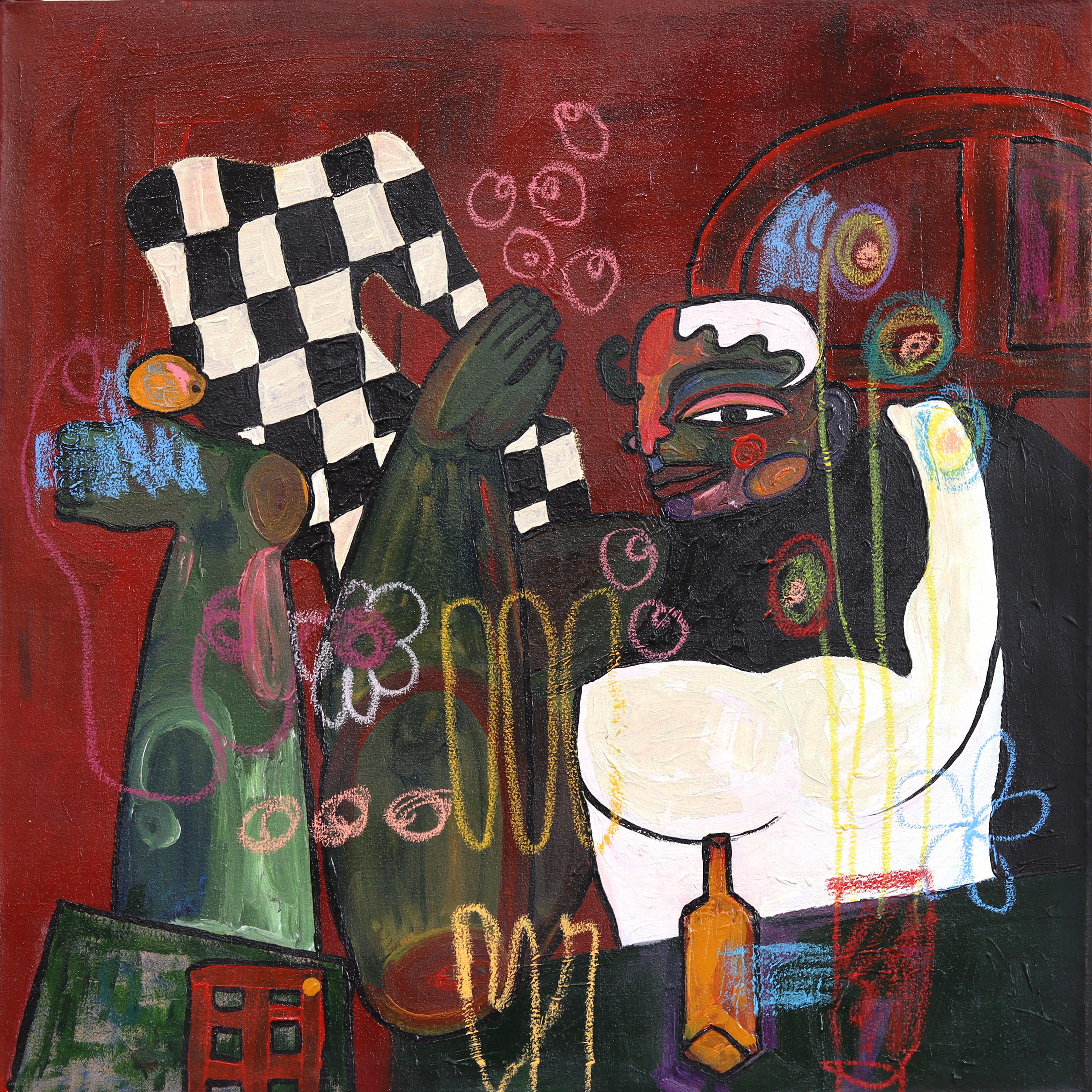 Crazy Apartment - Abstract Figurative Cubist Portrait Still Life Painting
