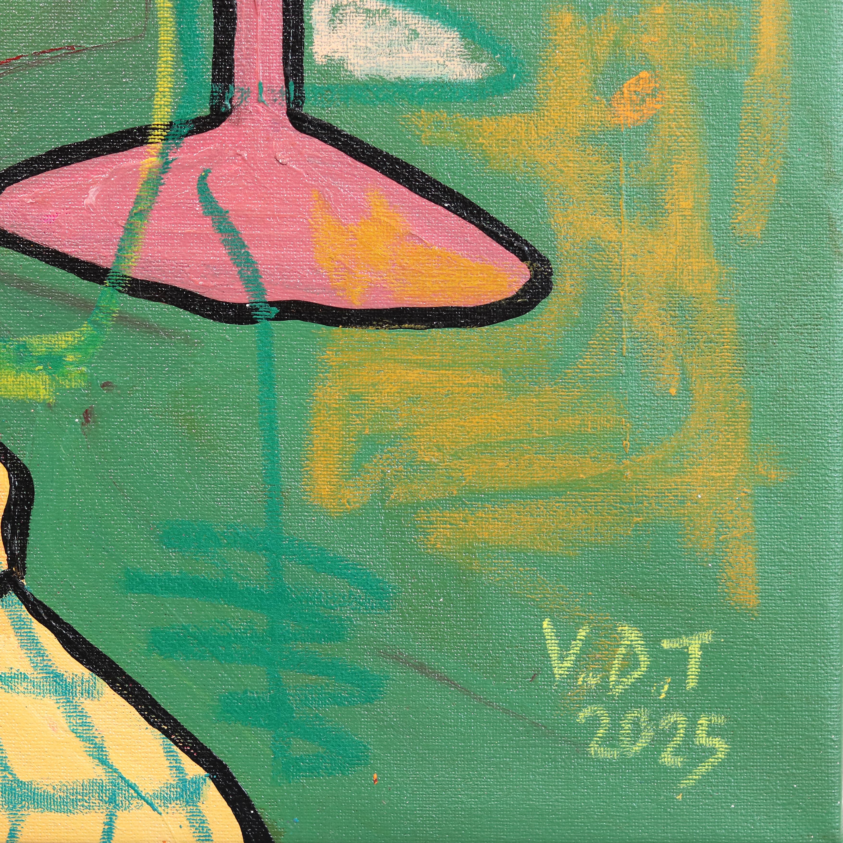 Set de table - Expressive Abstract Colorful Mixed Media Dining Still Life Painting en vente 5