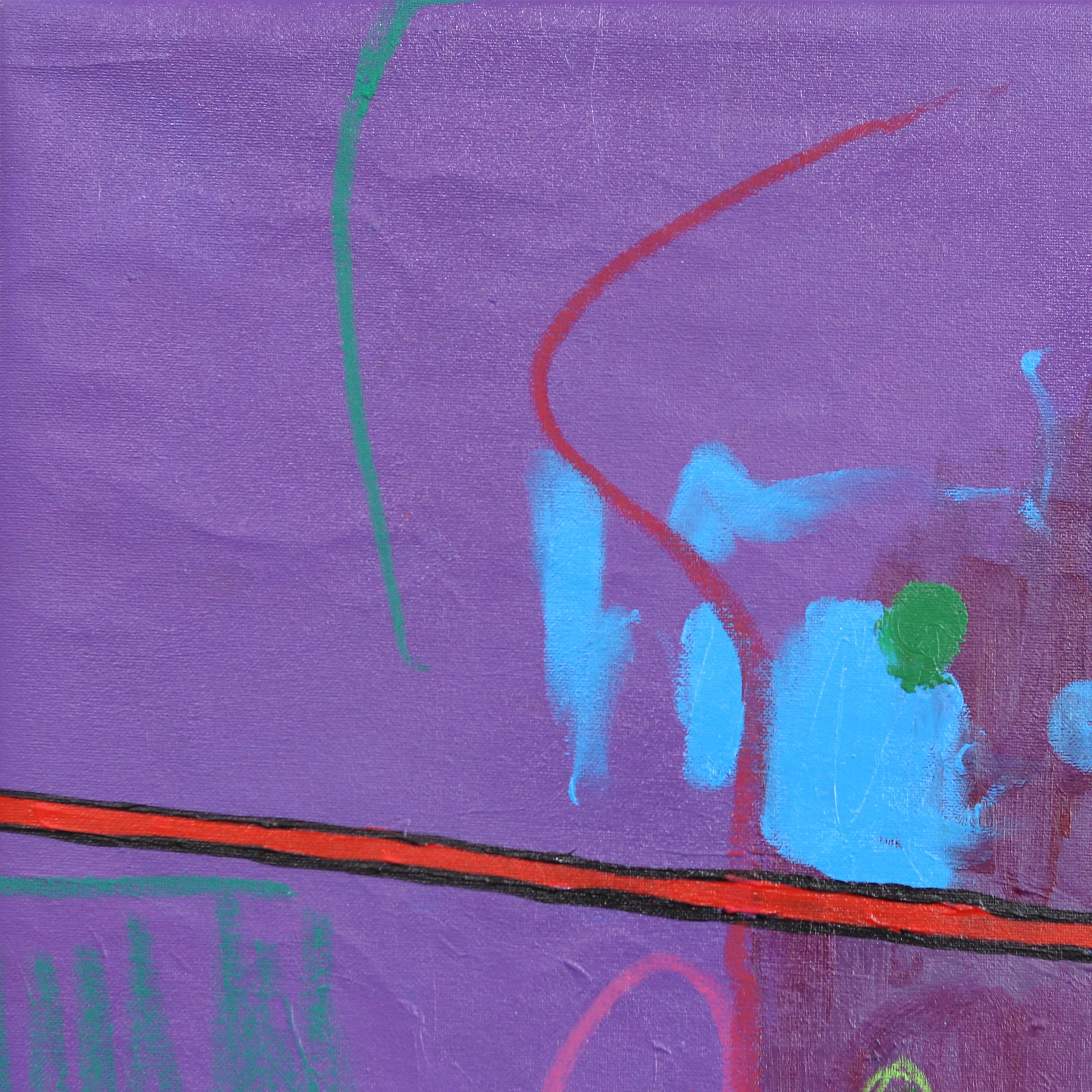 Sujeta el enchufe, no tires - Pintura expresionista figurativa púrpura abstracta en venta 2