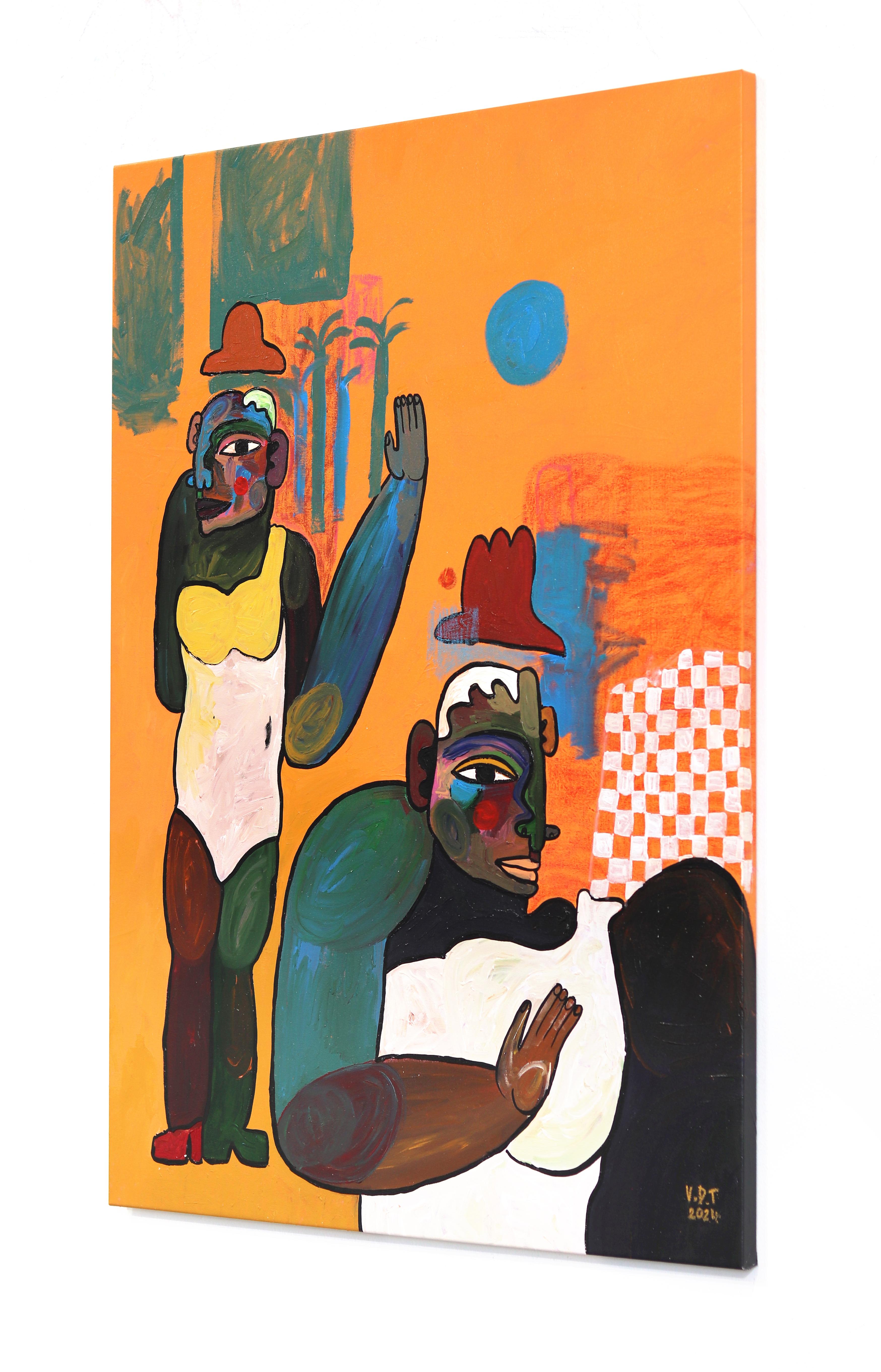 H.S.A.C.  -  Pintura figurativa abstracta de colores - Figurative Painting Naranja de Valerie Etitinwo