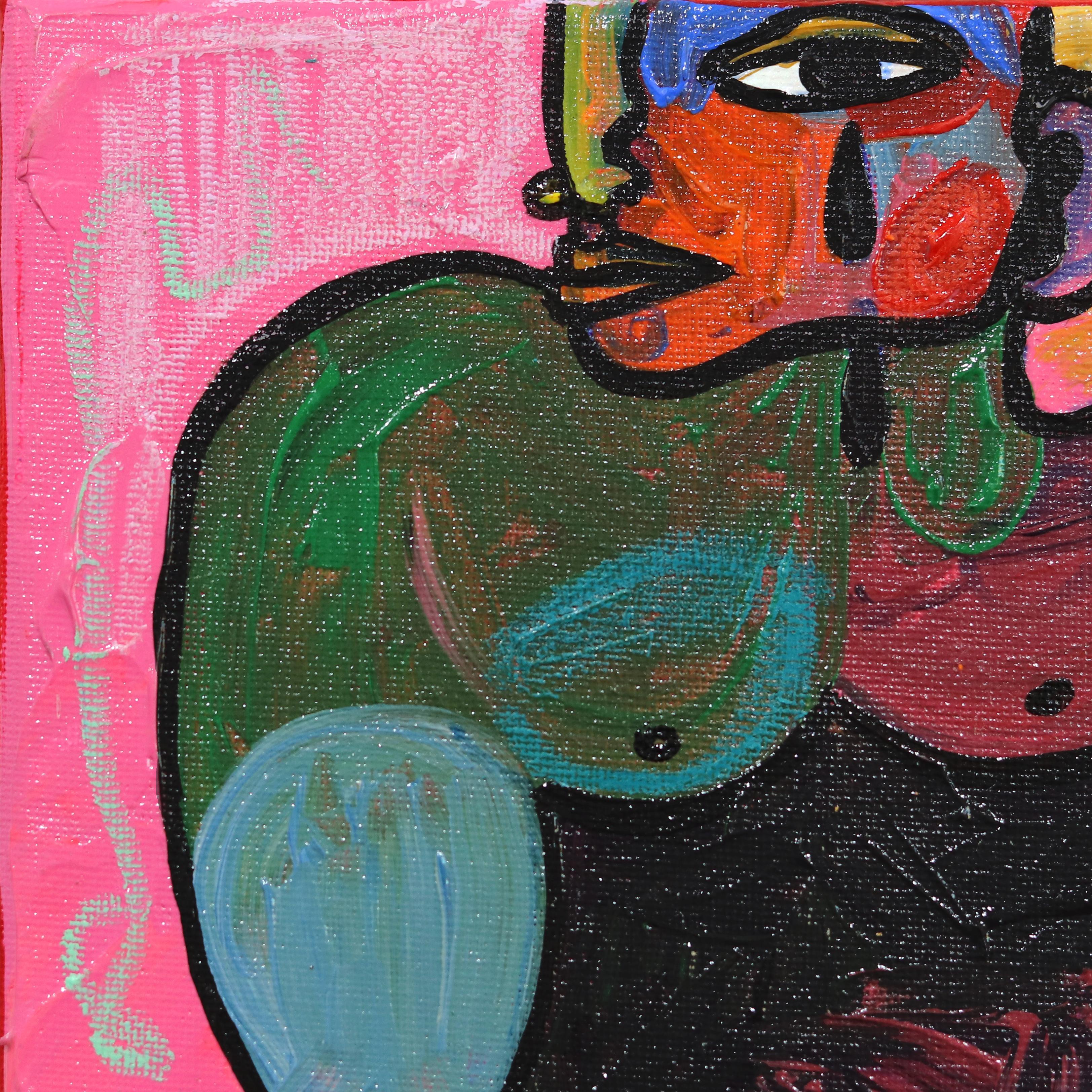 Solitario también en el fondo  -  Obra de arte figurativa abstracta de colores - Painting Contemporáneo de Valerie Etitinwo