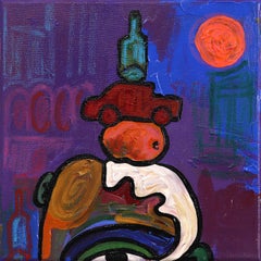 On Top of Your Head Small -  Colorful Abstract Figurative Artwork