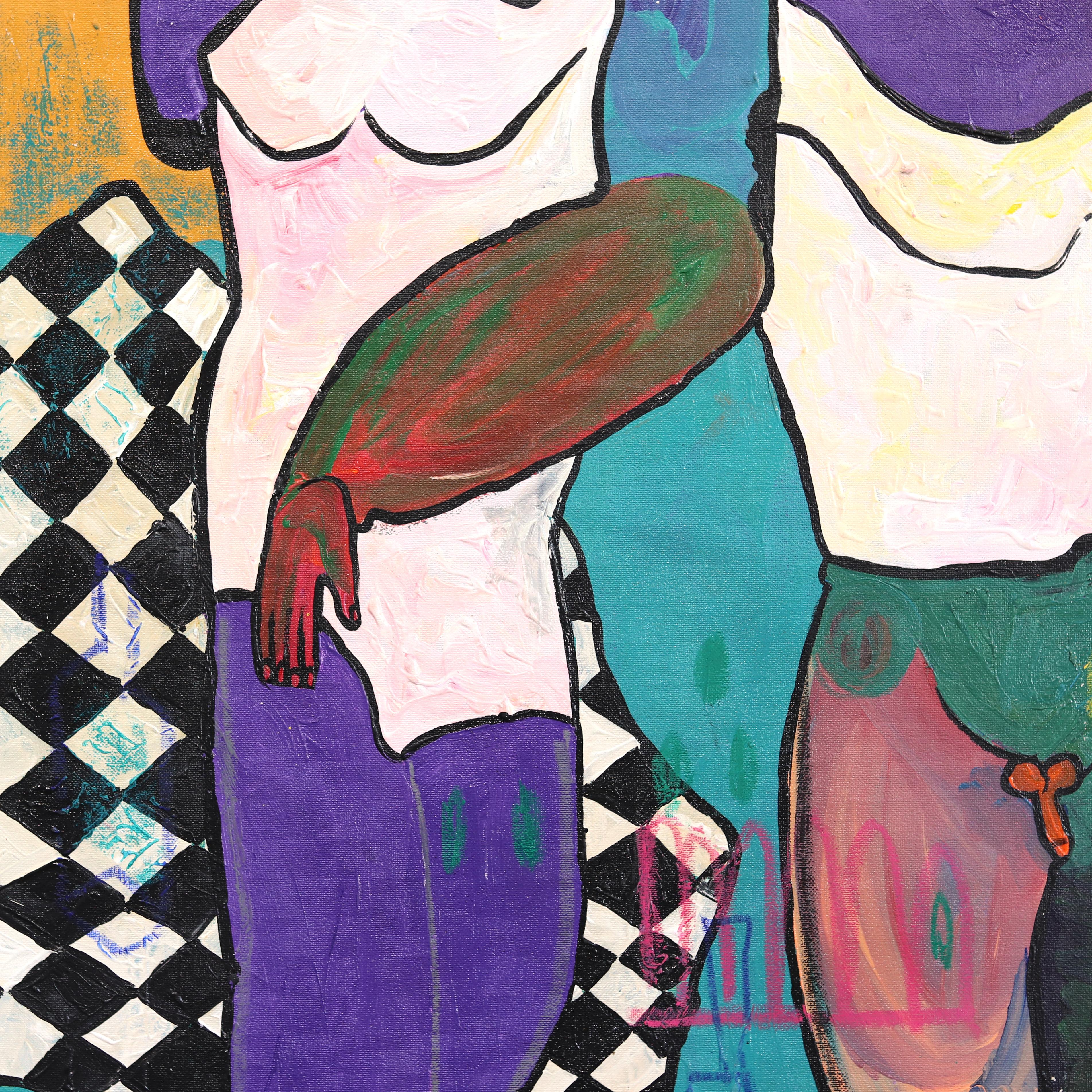 Socios  -  Pintura figurativa abstracta de colores - Painting Abstracto de Valerie Etitinwo