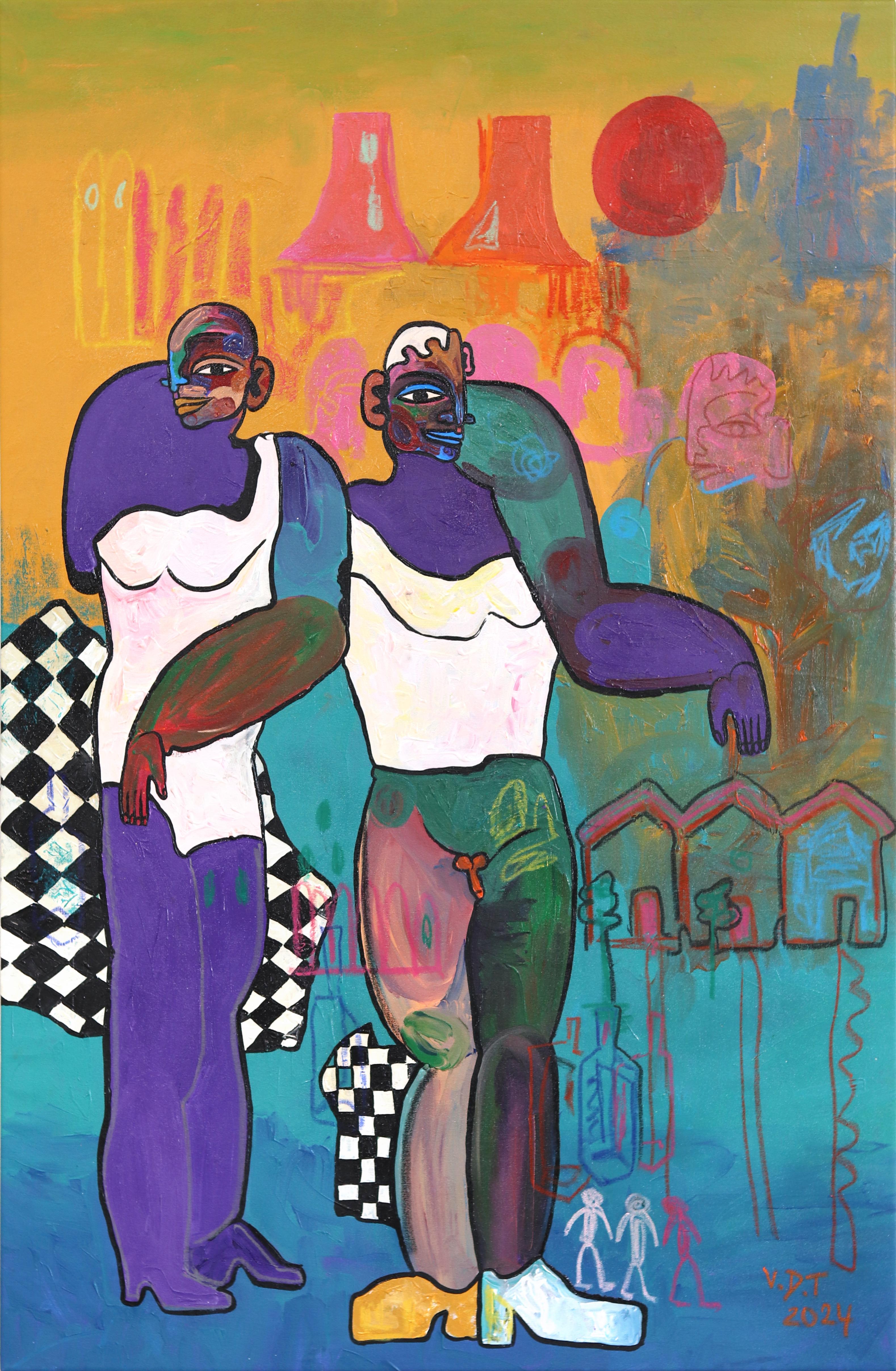 Socios  -  Pintura figurativa abstracta de colores