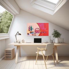 Perfect Picnic - Abstract Still Life Cubist Pink Blush Tones Mixed Media Art
