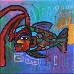 Peces bonitos -  Obra de arte figurativa abstracta de colores