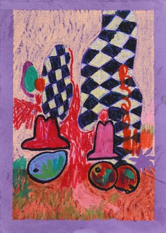 Still Life 4 - Original Bold Abstract Color Drenched Oil Pastel Artwork on Paper