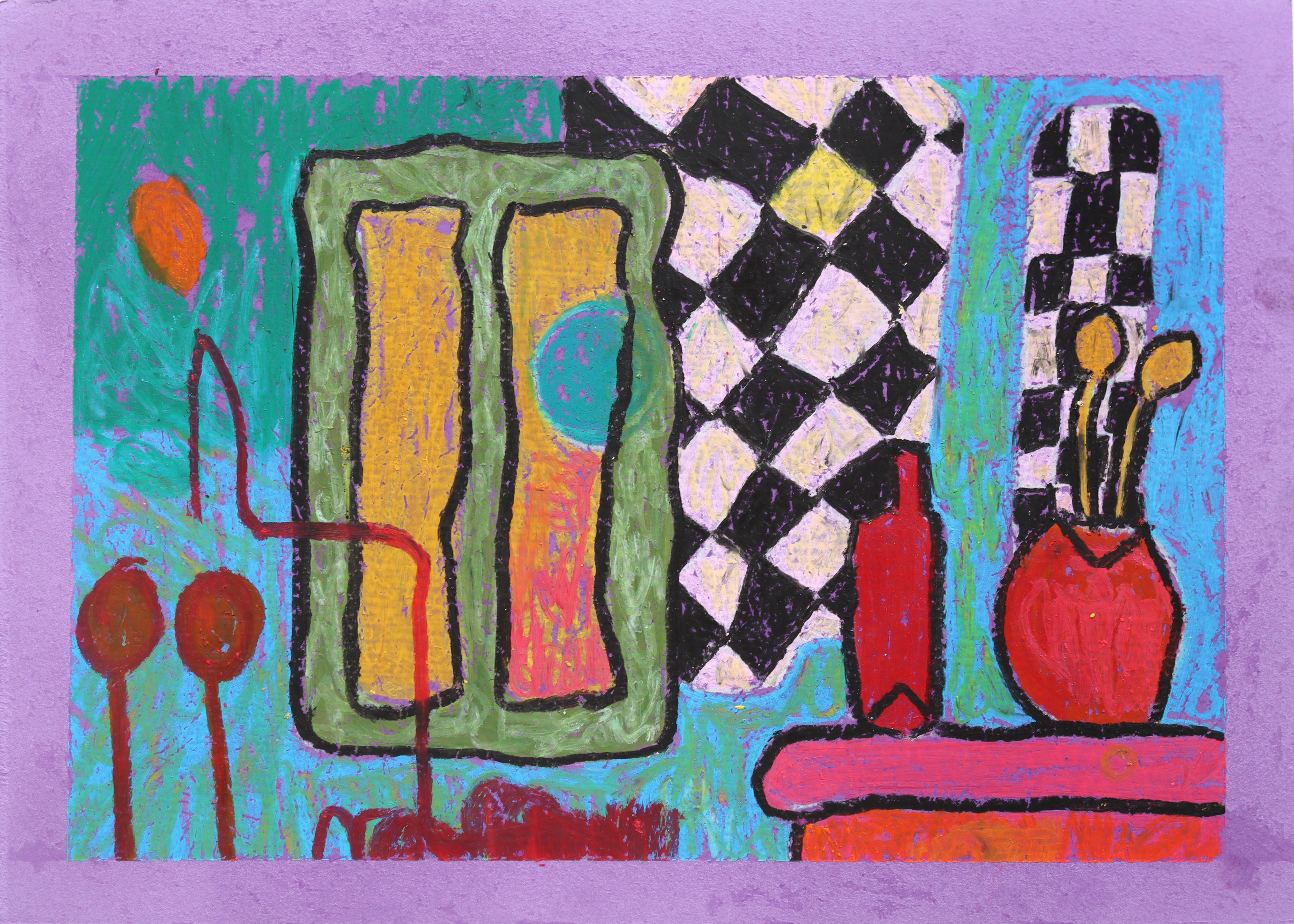 Still Life 7 - Original Bold Abstract Colorful Home Inspired Art auf Papier
