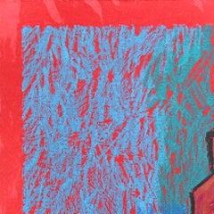 Still Life 8 - Original Bold Abstract Colorful Food Checkered Table Art auf Papier