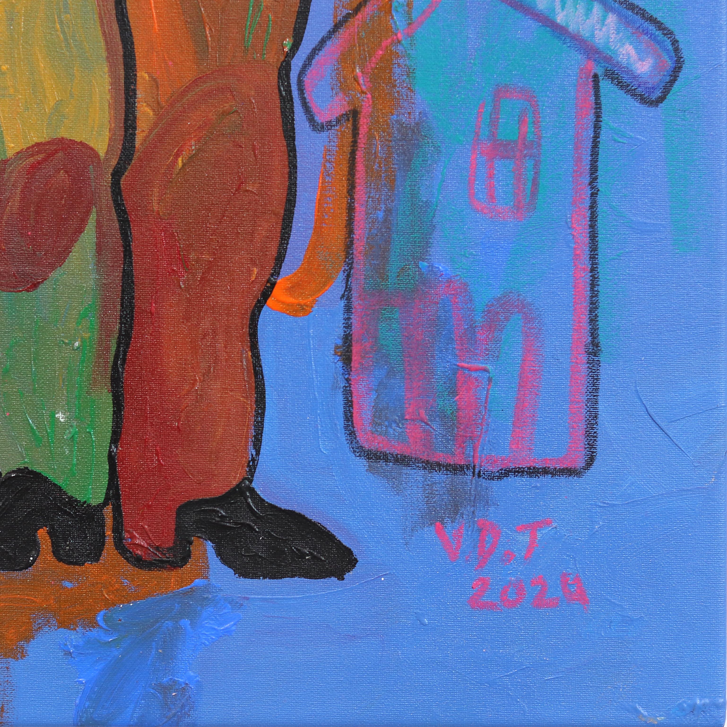 Vida subterránea  -  Pintura figurativa abstracta de colores en venta 4