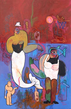 Underground Life  -  Abstract Colorful Figurative Painting