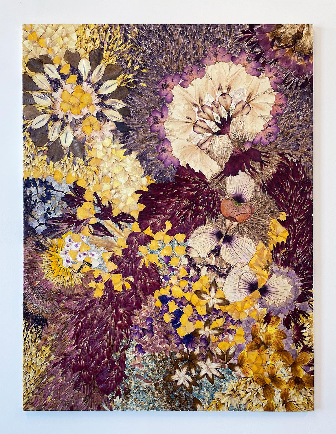 Déflorée Self 5, flower petal organic botanical abstract landscape - Mixed Media Art by Valerie Hallier