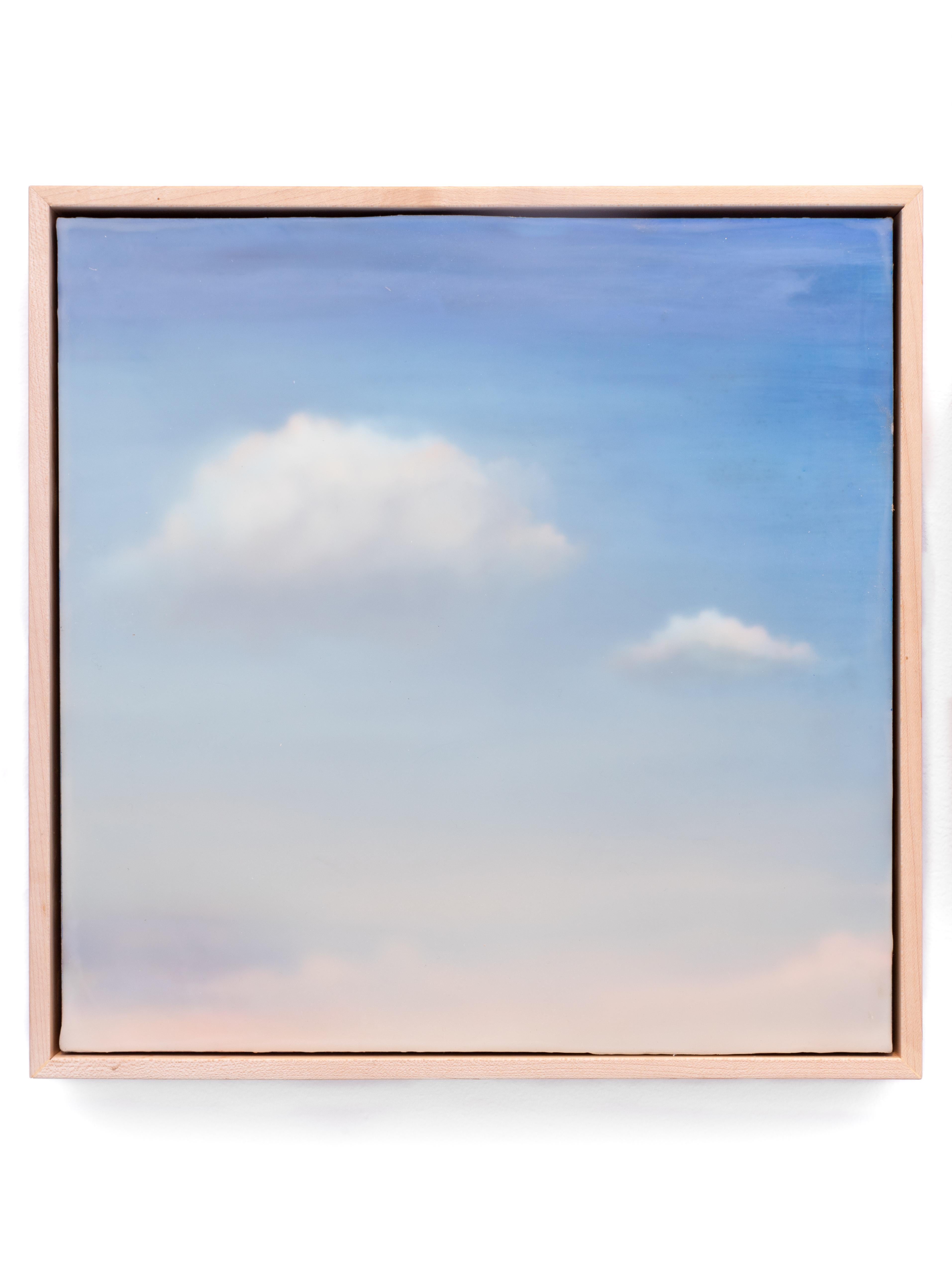 Untitled I (Dreamy Blue Sky with two clouds, encaustic and oil on panel) 