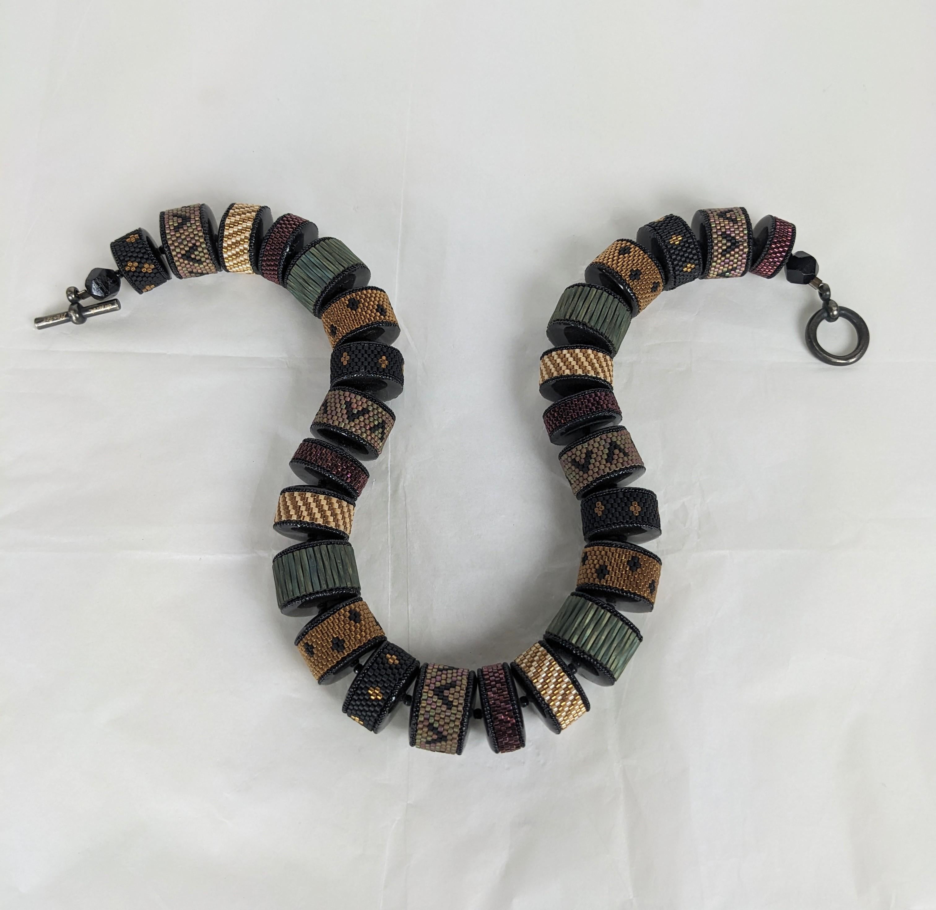 Valerie Hector Hand Beaded Artisanal Necklace In Excellent Condition For Sale In New York, NY