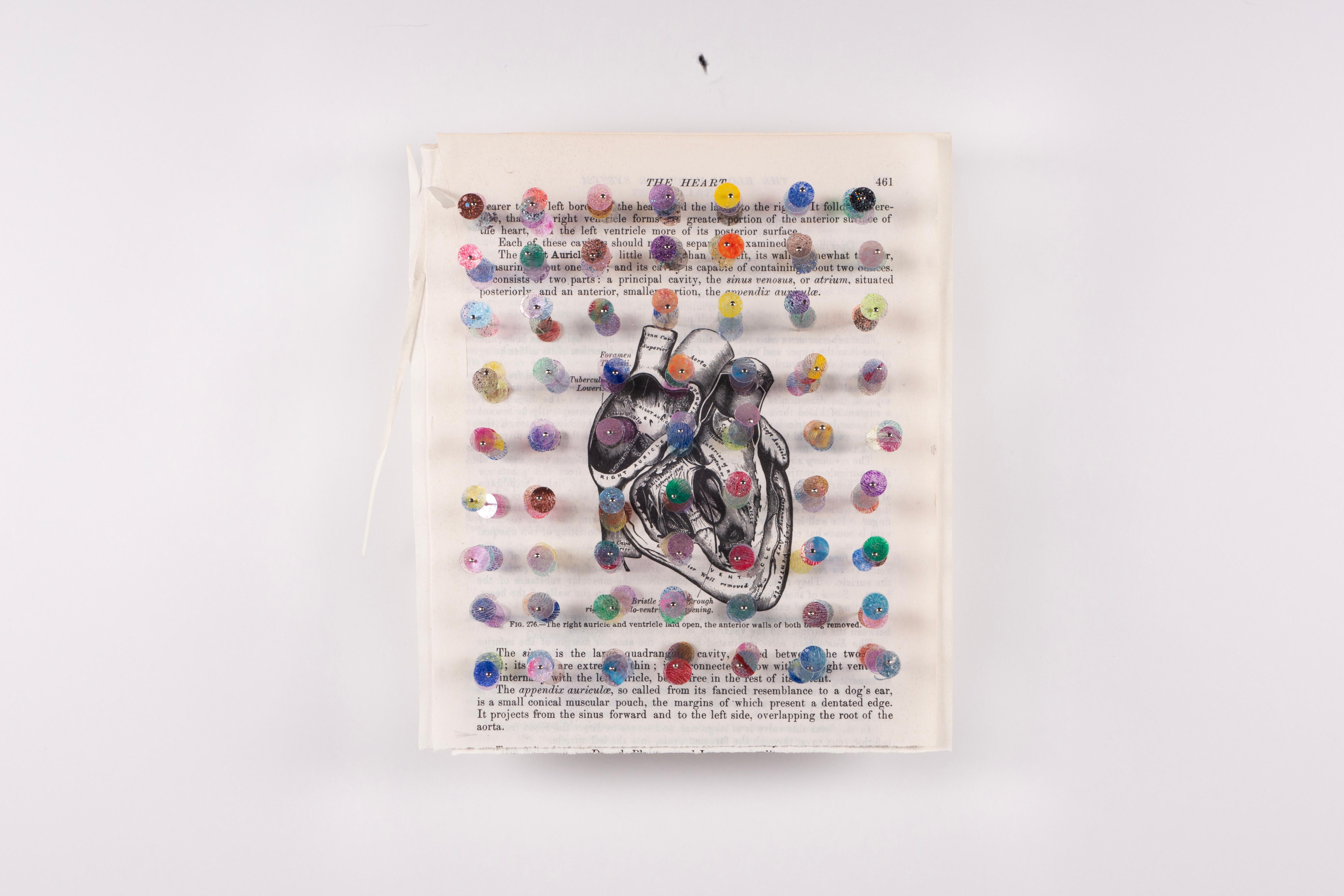 3D work on found book pages: 'Heart' - Mixed Media Art by Valerie Huhn