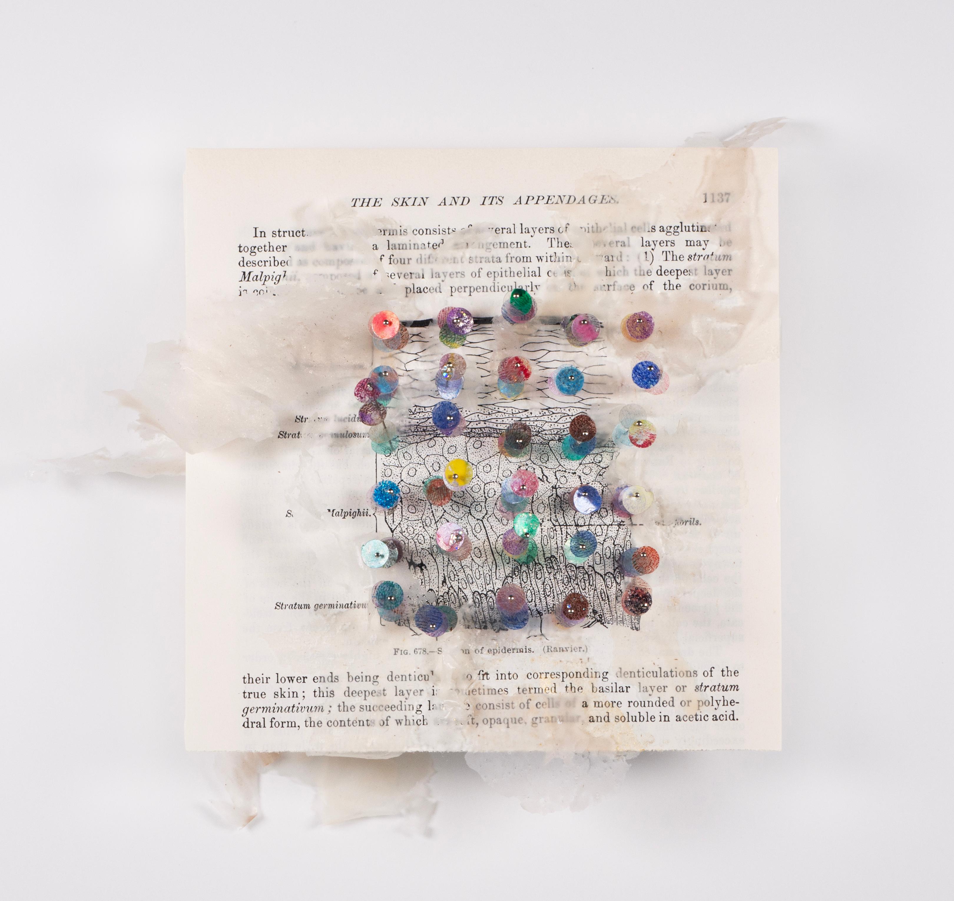 3D Work on found book pages: 'Skin' - Mixed Media Art by Valerie Huhn