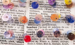 3D works on found book pages: ''Hearken Hearse Heart"