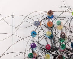 3D works on found book pages: 'Neurons and Arteries of the Brain'