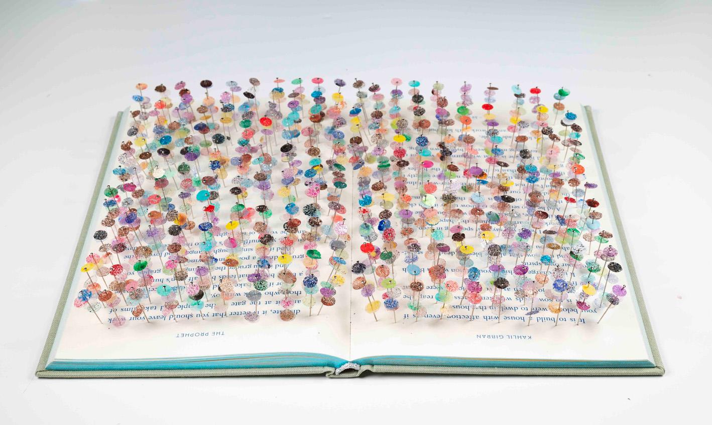 Valerie Huhn Still-Life Sculpture - Fingerprint Book Sculpture: 'The Prophet" by Kahll Gibran