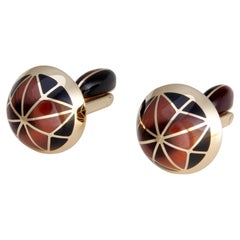 Valerie Jo Coulson, Black Jade and Tiger's Eye Inlaid Gold Cufflinks