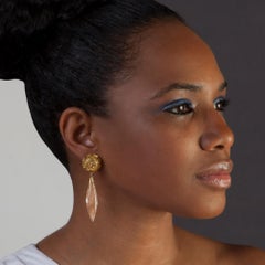 Valerie Jo Coulson, Rutilated Quartz, 18k Yellow Gold, Earrings