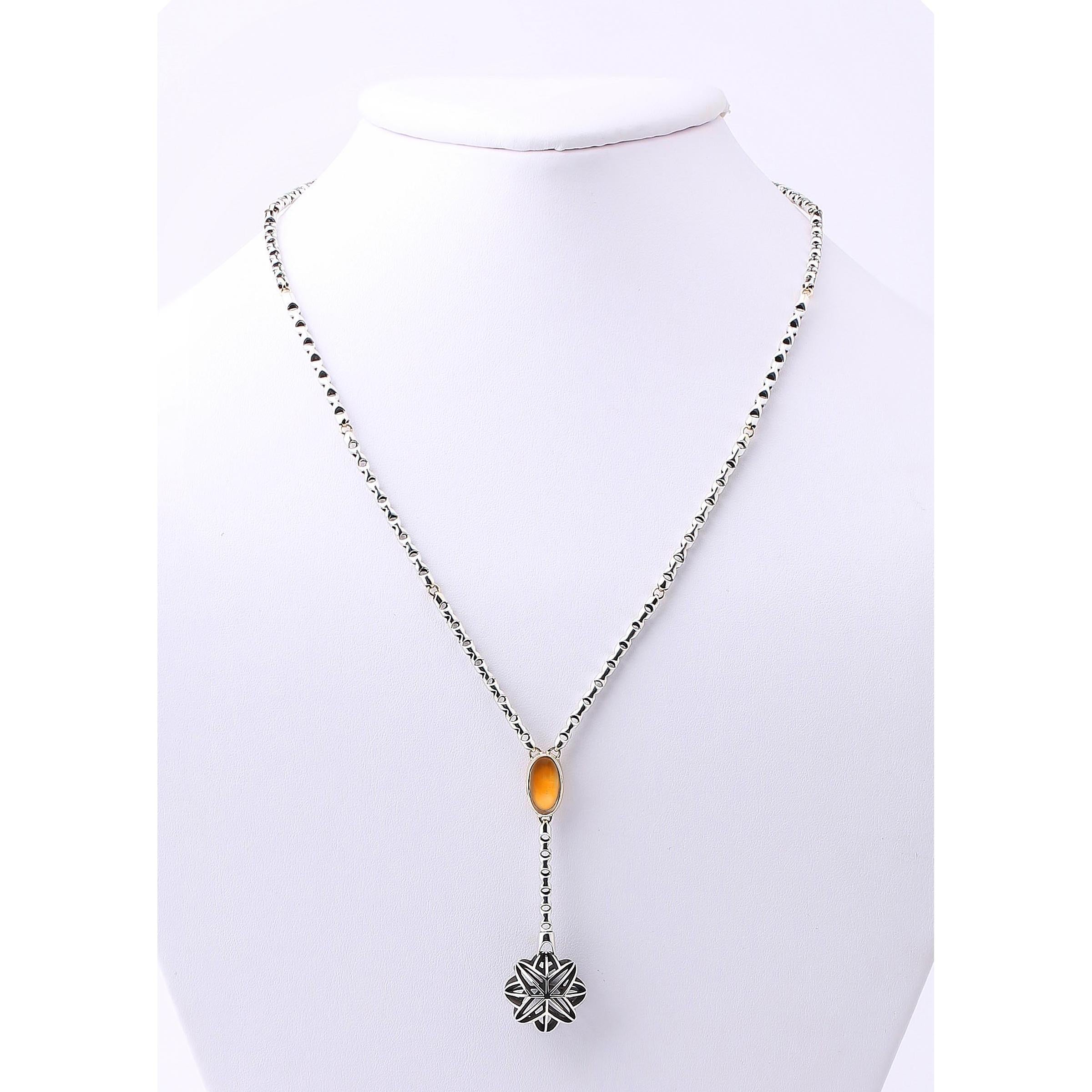 Contemporary Valerie Jo Coulson, Sterling Silver, 14k Gold, Citrine, Necklace and Earrings For Sale