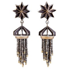 Used Valerie Jo Coulson, Sterling Silver and 14k Gold Chandelier Earrings 