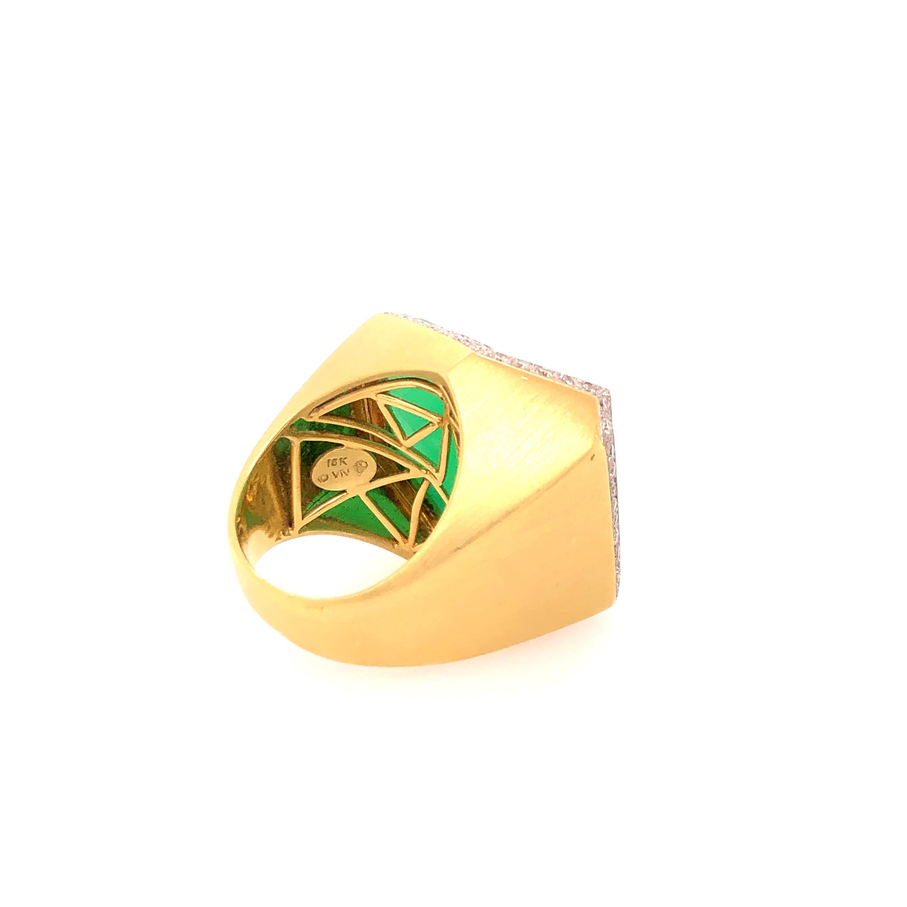 Valerie Naifeh 17.36 Carat Green Chrysoprase Diamond Ring In New Condition In Dallas, TX