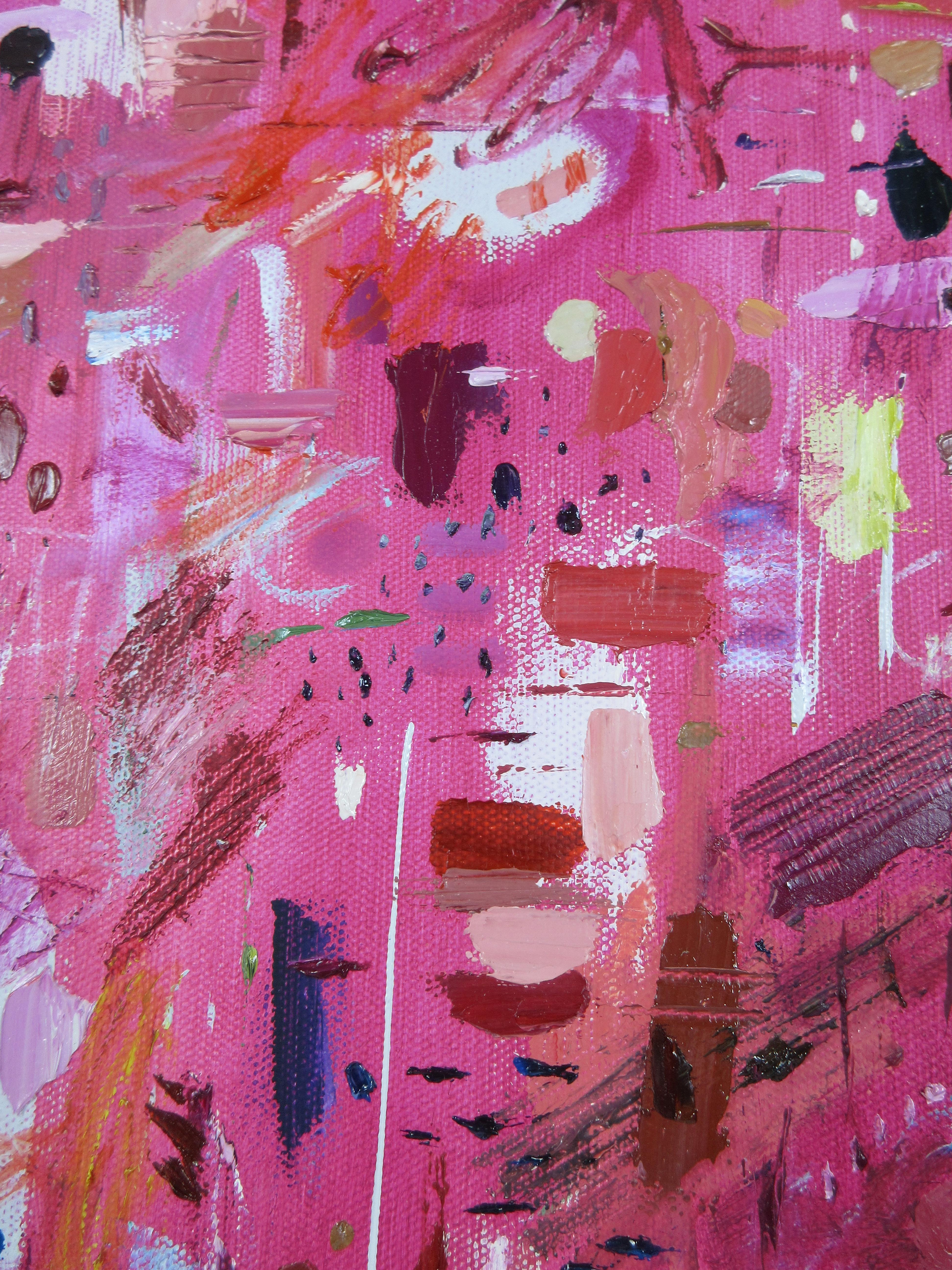 On Pink
Oil on Canvas
30.5 by 30.5cm

Valerie Ng’s abstract paintings are created through explorations in colour, light, form and texture. A dynamic balance of strokes and subtle variations to convey a sense of mood and movement on the surface. She