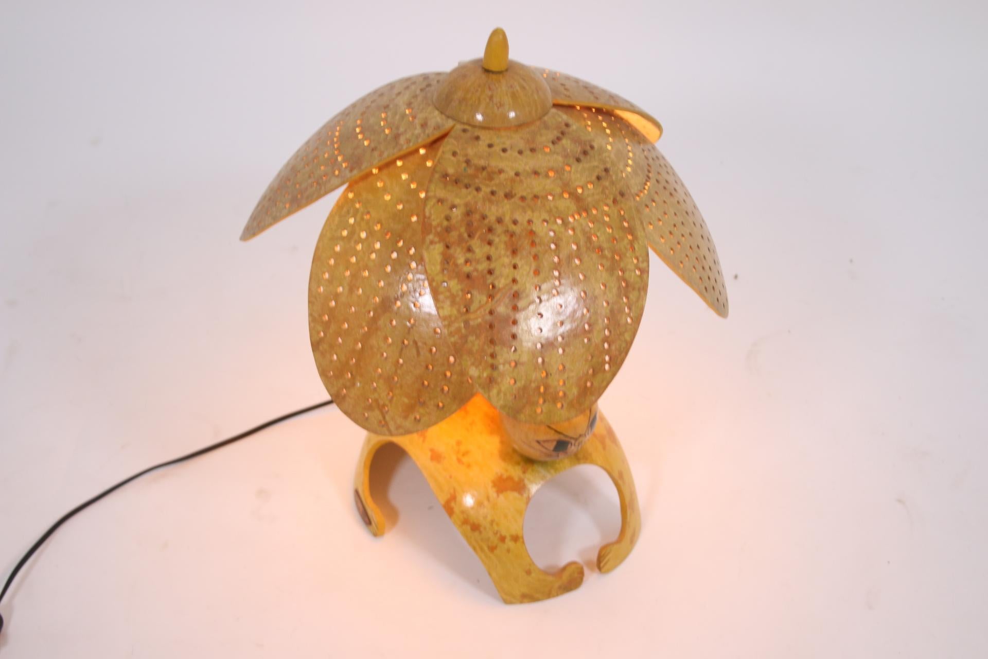 Valerie Ray Palm Cat Lamp French Design 1970's Made from Watermelon In Good Condition In Oirlo, LI