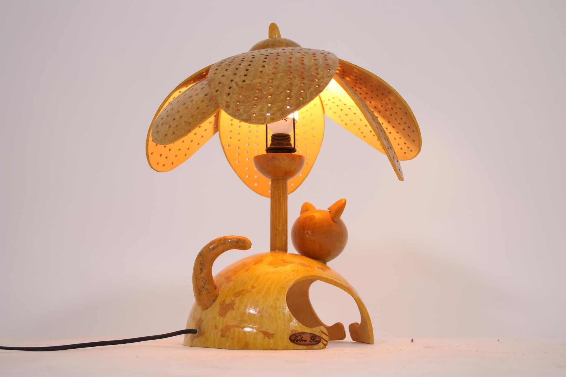 Other Valerie Ray Palm Cat Lamp French Design 1970's Made from Watermelon