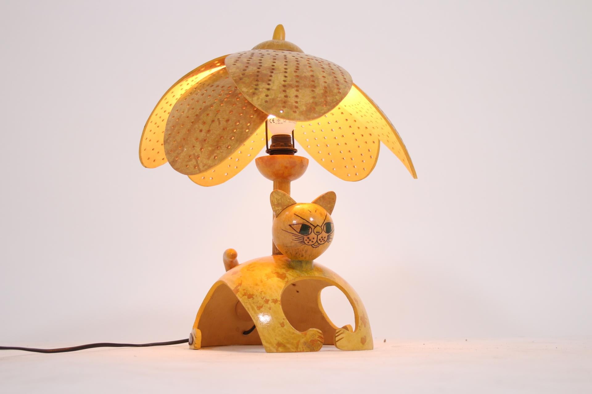 Valerie Ray Palm Cat Lamp French Design 1970's Made from Watermelon 2