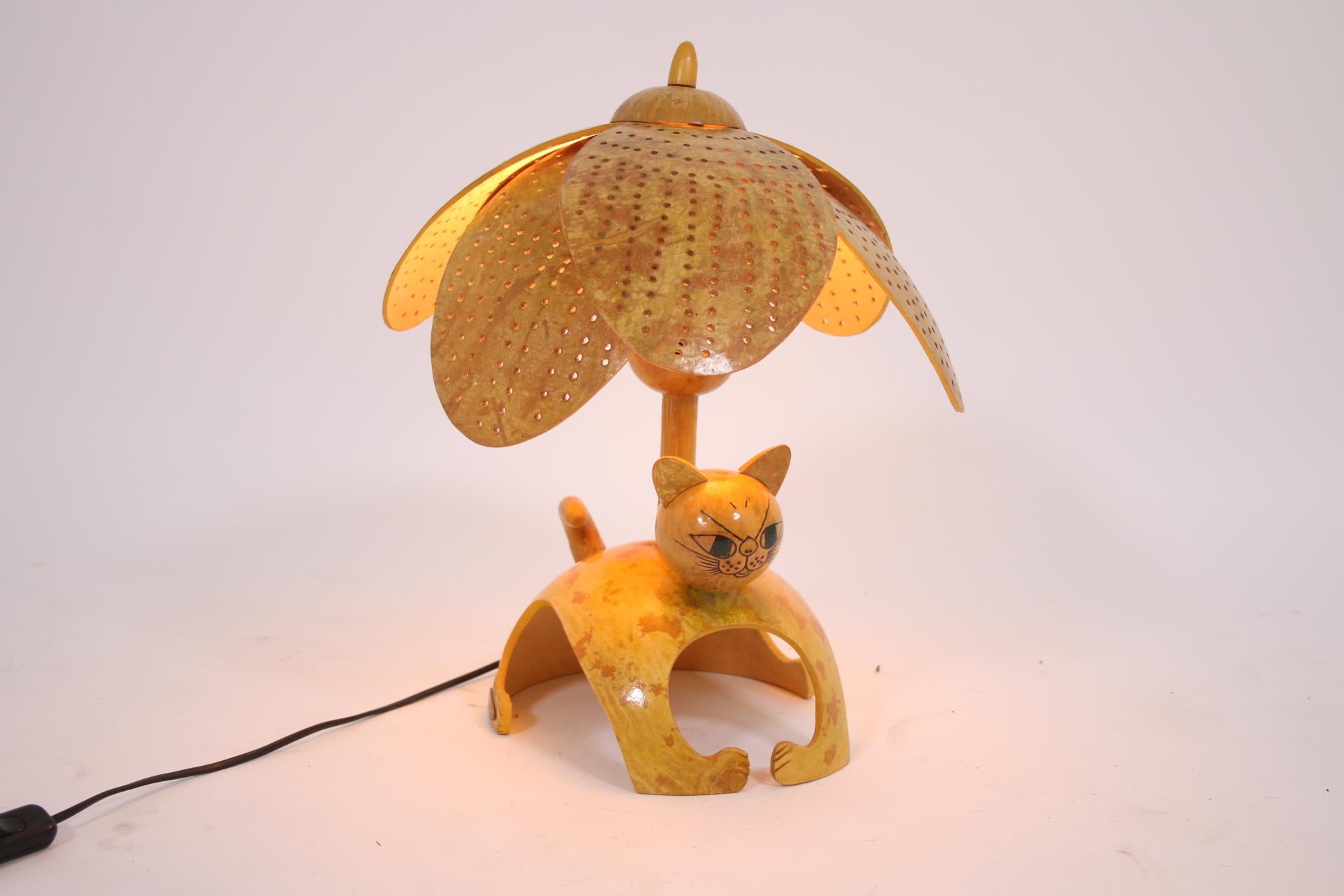 Valerie Ray Palm Cat Lamp French Design 1970's Made from Watermelon 3