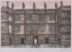 Vintage Bodleian Library, University of Oxford 20th century etching by Valerie Thornton