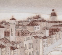 Florence Ponte Vecchio etching by Valerie Thornton