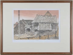 Le Besset, France 20th century etching by Valerie Thornton