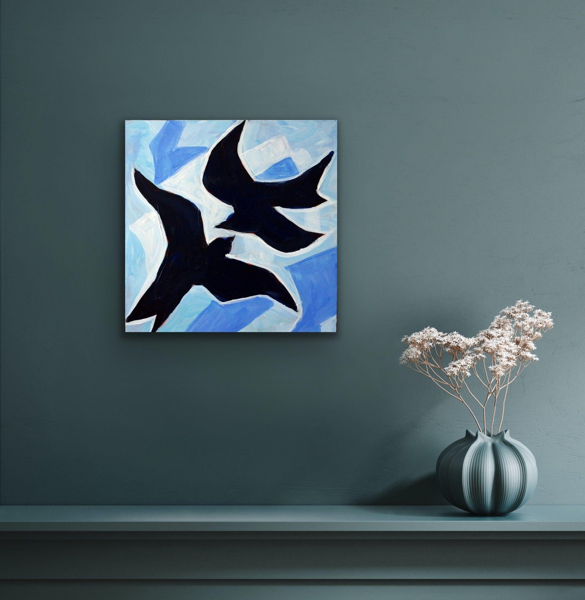 Amoureux, peinture, acrylique sur panneau de bois en vente 2