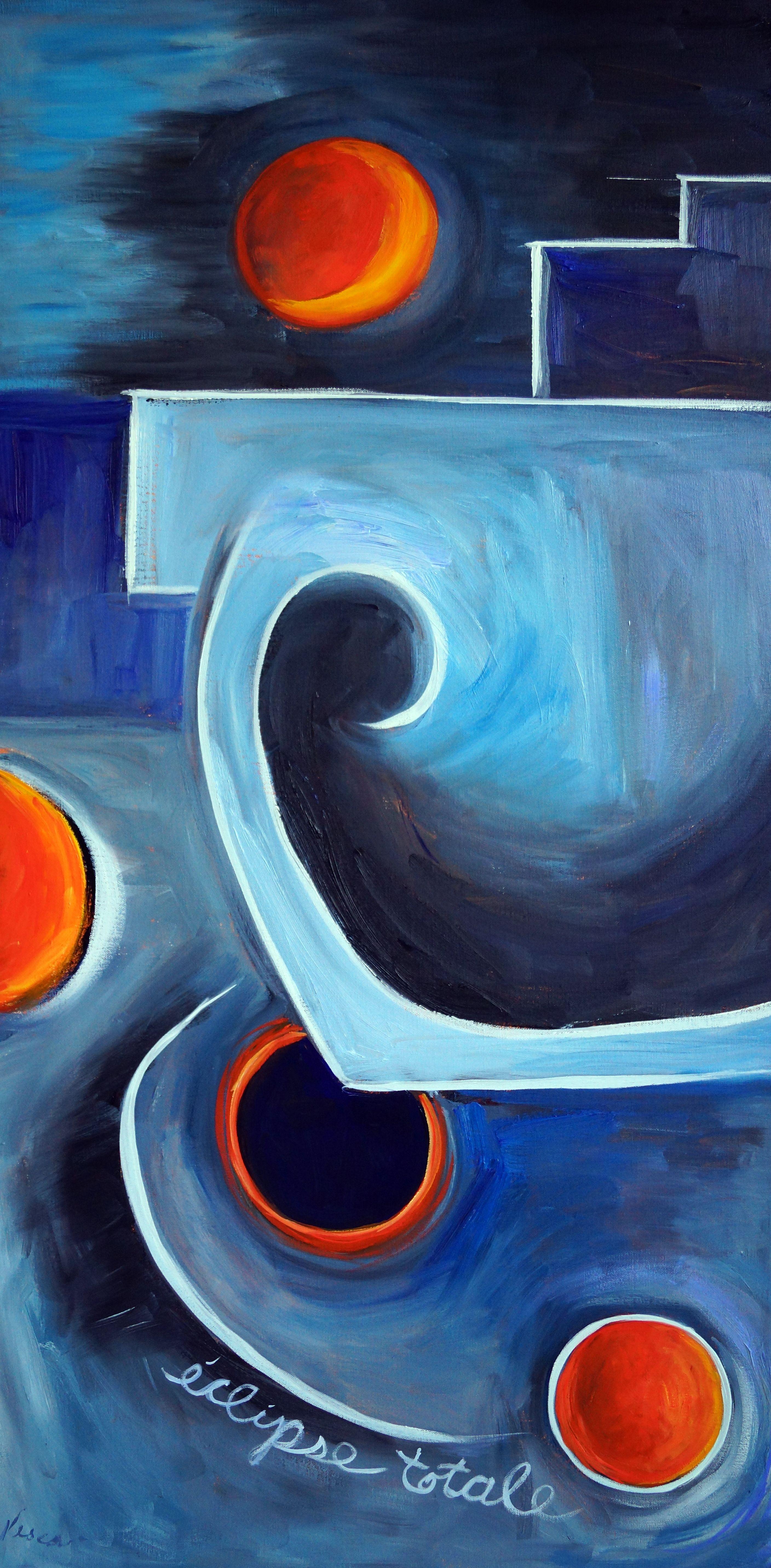 Luna di sangue, Pittura, Olio su tela - Painting di Valerie Vescovi